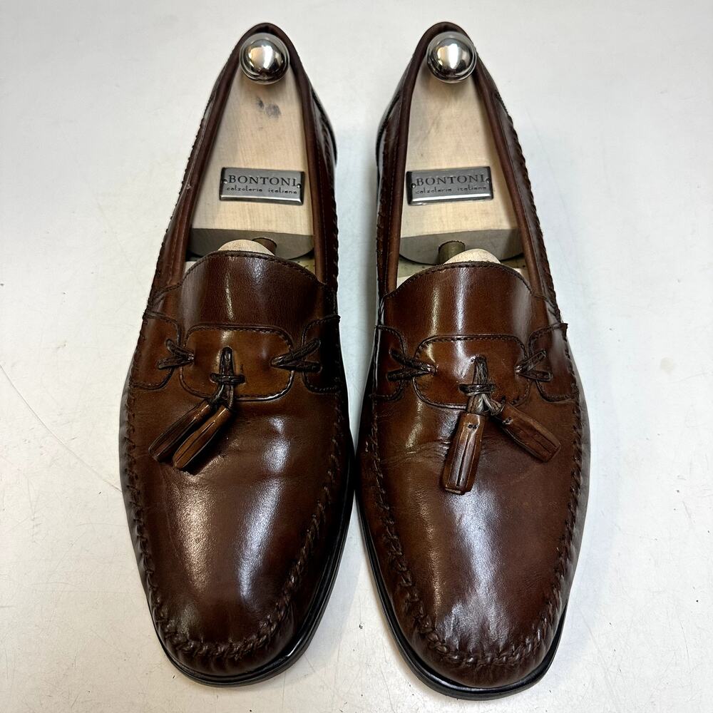 X RESOLED VTG Nunn Bush Handsewn Tassel Moccasin Loafer Made in Brazil EUC 12 D